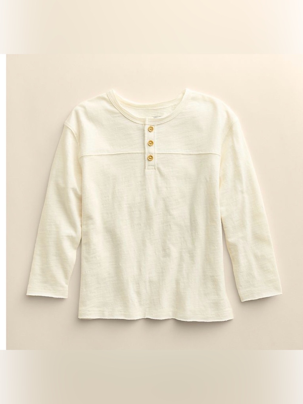 LC Lauren Conrad Organic Cotton Cream Long-Sleeve Henley Top with Button Placket